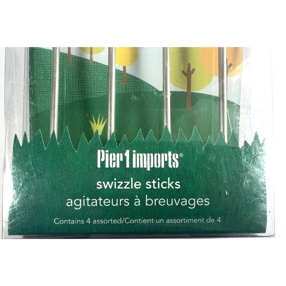 Pier 1 Imports Swizzle Sticks Birds Set of 4 Drink Stirrers Stir SKU 2571339